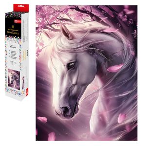 Мозаика алмазная по номерам 30*40 70809 ЛОШАДЬ И САКУРА