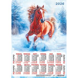 Календарь А3 2026 Символ года ПМ-26-064 Снежный скакун