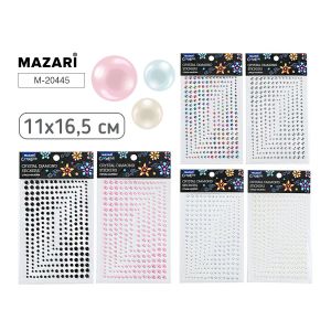 Наклейки M-20445 Стразы пластик 11*16.5 см, 6 дизайнов