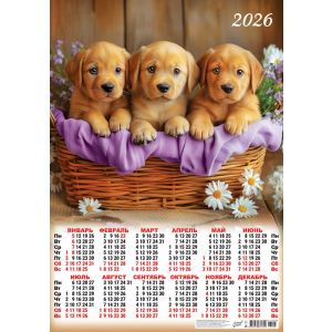 Календарь А2 2026 Животные Собаки ПО-26-106