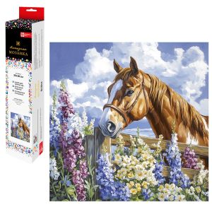 Мозаика алмазная по номерам 30*30 70799 ЛОШАДЬ НА ЛУГУ
