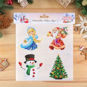 Наклейки витражные новог. 3816915 «Новогодние» 31×31см