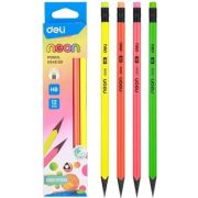 Карандаш пласт. с ластиком НВ DELI EU54600-1 Neon заточ. 3-гран. корп.