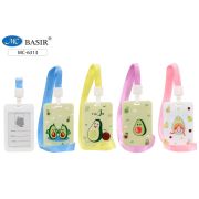 Бейдж для пропусков, проездных: вертикальный, изготовлен из пластмассы, цветной с рисунком-авокадо