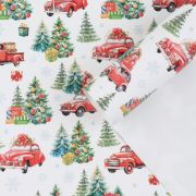 Бумага упаковочная глянцевая 50*70см Машинка с подарками 10367036