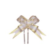 Бант-бабочка 3см Золотые линии белый БЛ-8083