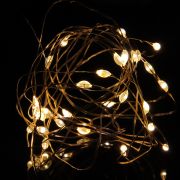 Э/гирлянда 10л. LED 1м нить росы шампань, пост. свечение, провол. серебр. цвет, 2xCR2032