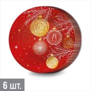 Тарелка бум. «Красное с золотом» 18см цена за 6шт. 3.0001587