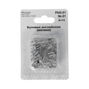 Булавки английские 32мм BLITZ PAN-01 под никель в блистере 25 шт
