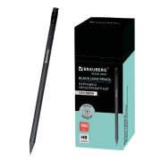 Карандаш чернографитный BRAUBERG, 1 шт., «Black Jack», НВ, с ластиком, черное дерево, корпус черный, 180609