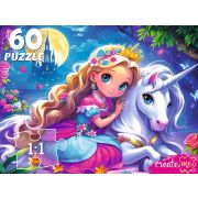 Пазлы 60эл. Ф60-4525 АНИМЕ-ПРИНЦЕССА С ЕДИНОРОГОМ