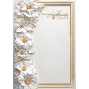 Благодарственное письмо 5.0002528 (белые с золотом цветы и рамка)