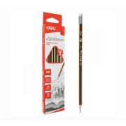 Карандаш дерев. с ластиком НВ DELI EU50400 заточ.,трехгран