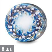 Тарелка бум. «Голубые веточки» 18см цена за 6шт. 3.0001568