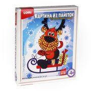 Картина из пайеток Ап-041 «Новогодний олененок»