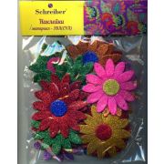 Наклейки S 1055 EVA Крупные цветы с блеском 15*15см диаметр цветка 8см