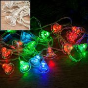 Э/гирлянда 20л. LED 4,5м KRV-043 с насадк. колокольчик-малый, мульти ,силикон провод