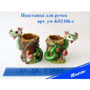 Подставка д/ручек-полистоун yw-K02186-c «Змея с цветочками» 9,5х9 см