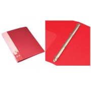 Папка на 4-х кольцах А4 27мм пластик 0,7мм/d-21мм 0827/4R красная + карм.
