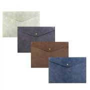 Папка на кнопке КОЖА A4 235х330 мм 180 мкм, ассорти, «4 цвета кожи»