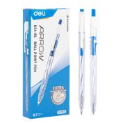 Авторучка DELI Arrow EQ24-BL 0,7мм , прозр.корпус