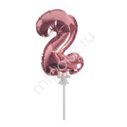 Шар самодув 18 см Rose Gold Цифра 2