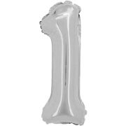Шар фольгированный Мини-цифра 16''/41 см «1, Серебро» R3181
